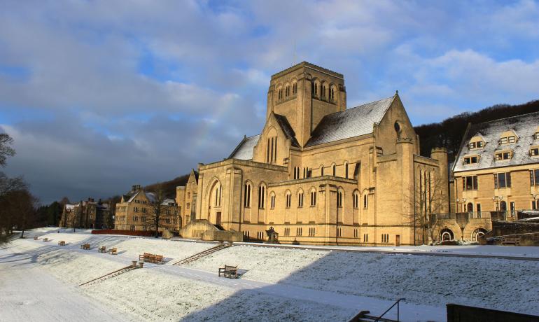 The Abbey Church in the snow